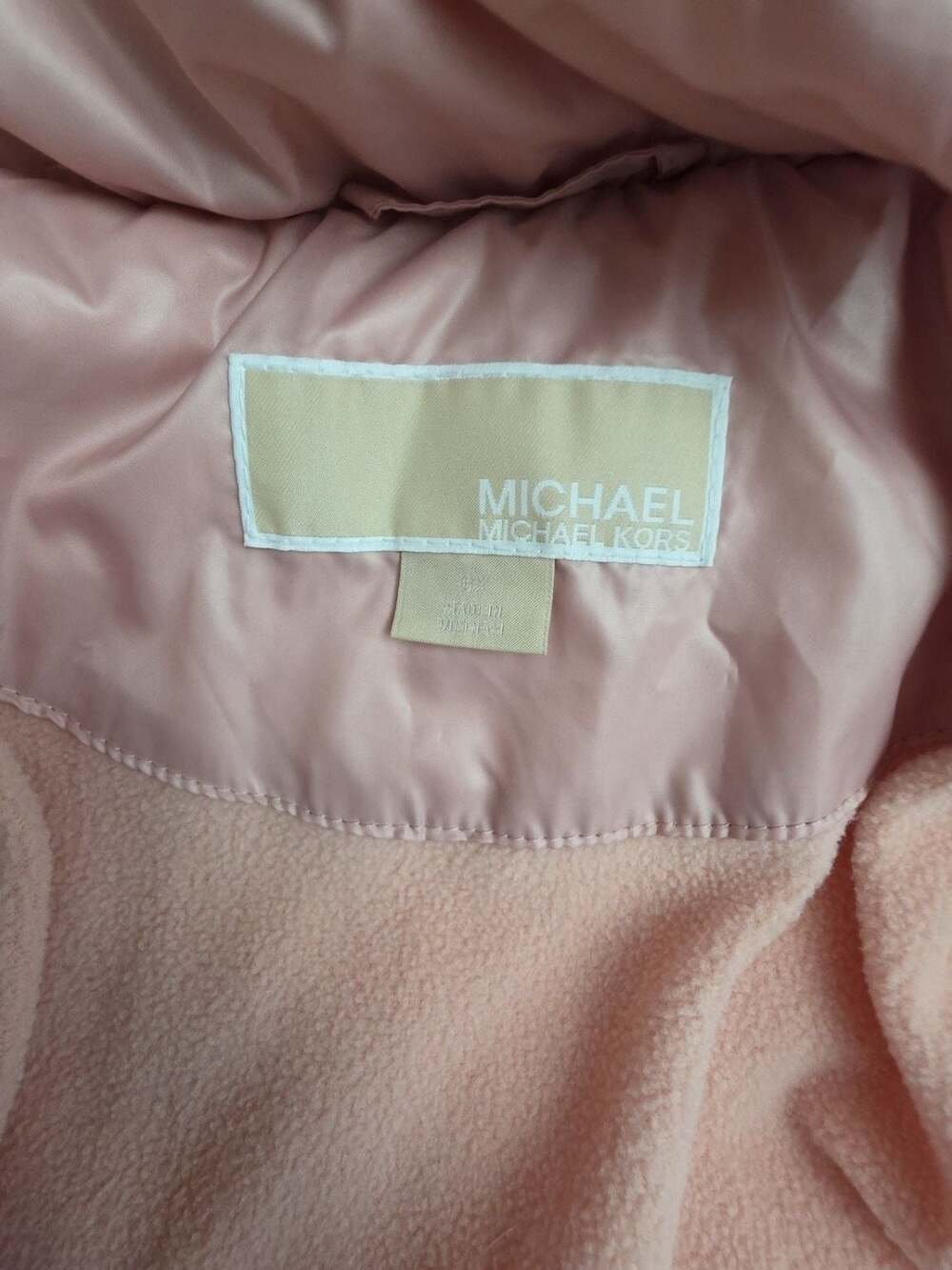 Michael Kors Girls Pink Puffer Jacket with Faux Fur Trimmed Hood 6X - Picture 4 of 8